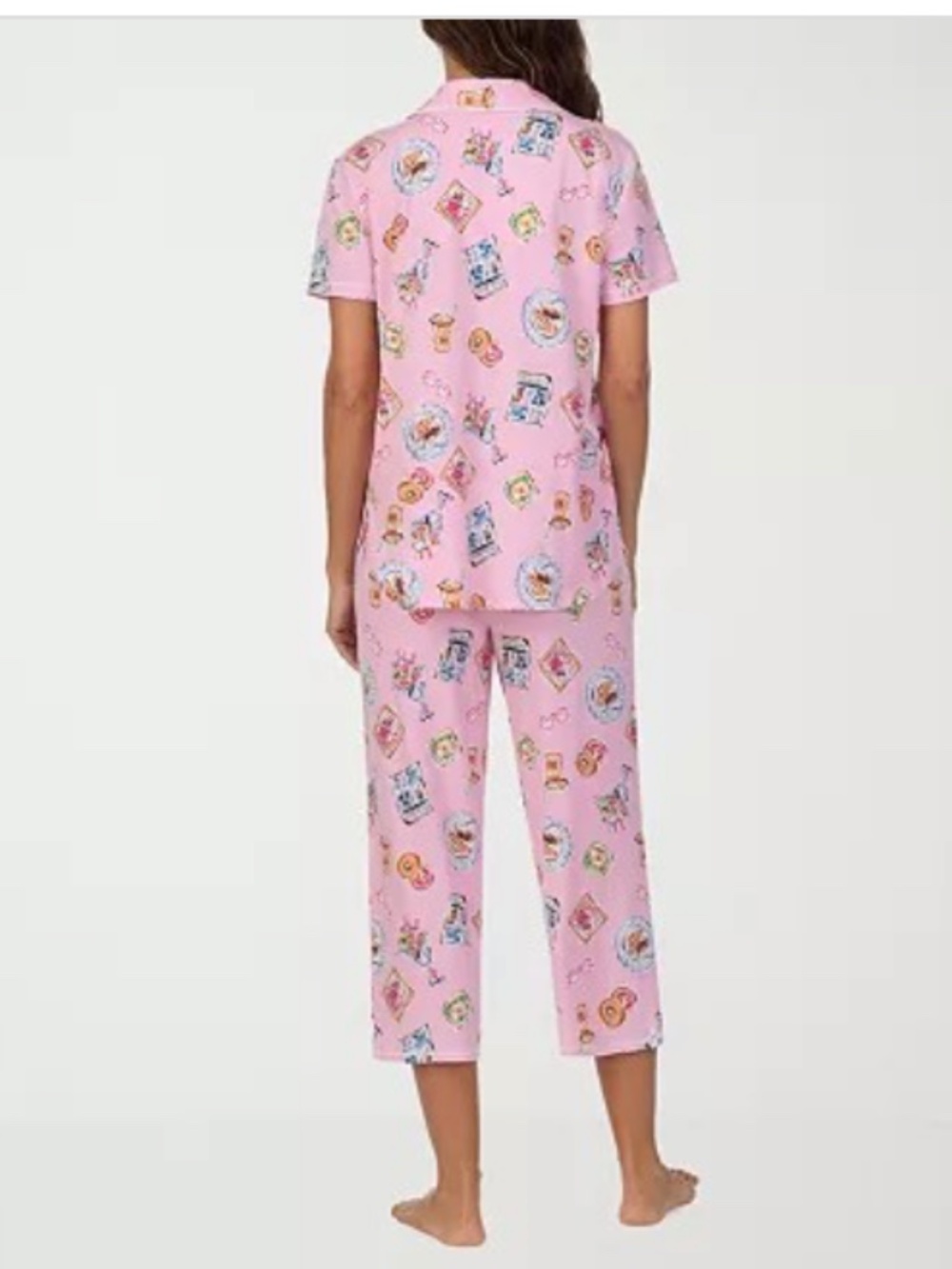 Cuddl Duds Women's Printed Collared Cropped Pajama Set - Breakfast Print XL - Picture 2 of 2